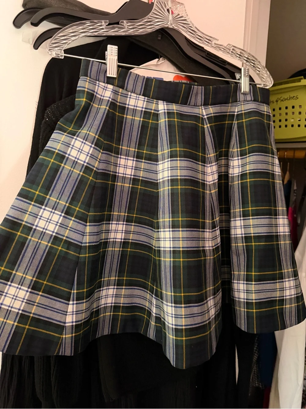 J. Crew Navy, Green & White Plaid Circle Skirt